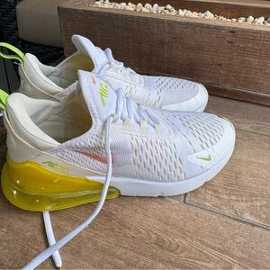 Nike Air Max 270 White with Neon Green and Orange Accents